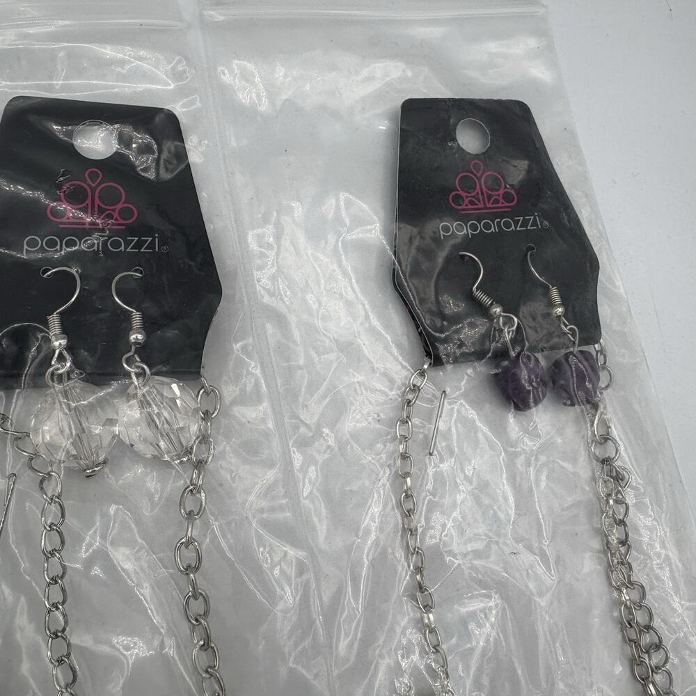 Paparazzi Necklaces Earrings Combo Lot of 5 Sets Balls Silver White - Picture 7 of 10